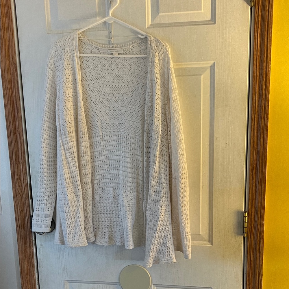 Charter Club White Open-Knit Cardigan
